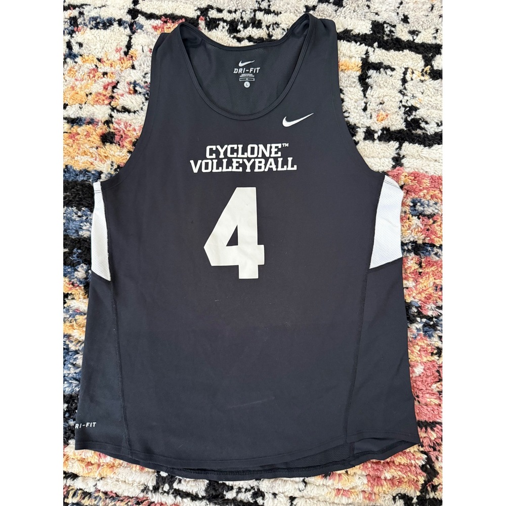 Nike Dri-FIT Cyclone Volleyball Jersey Tank Top Black White Womens Large #4